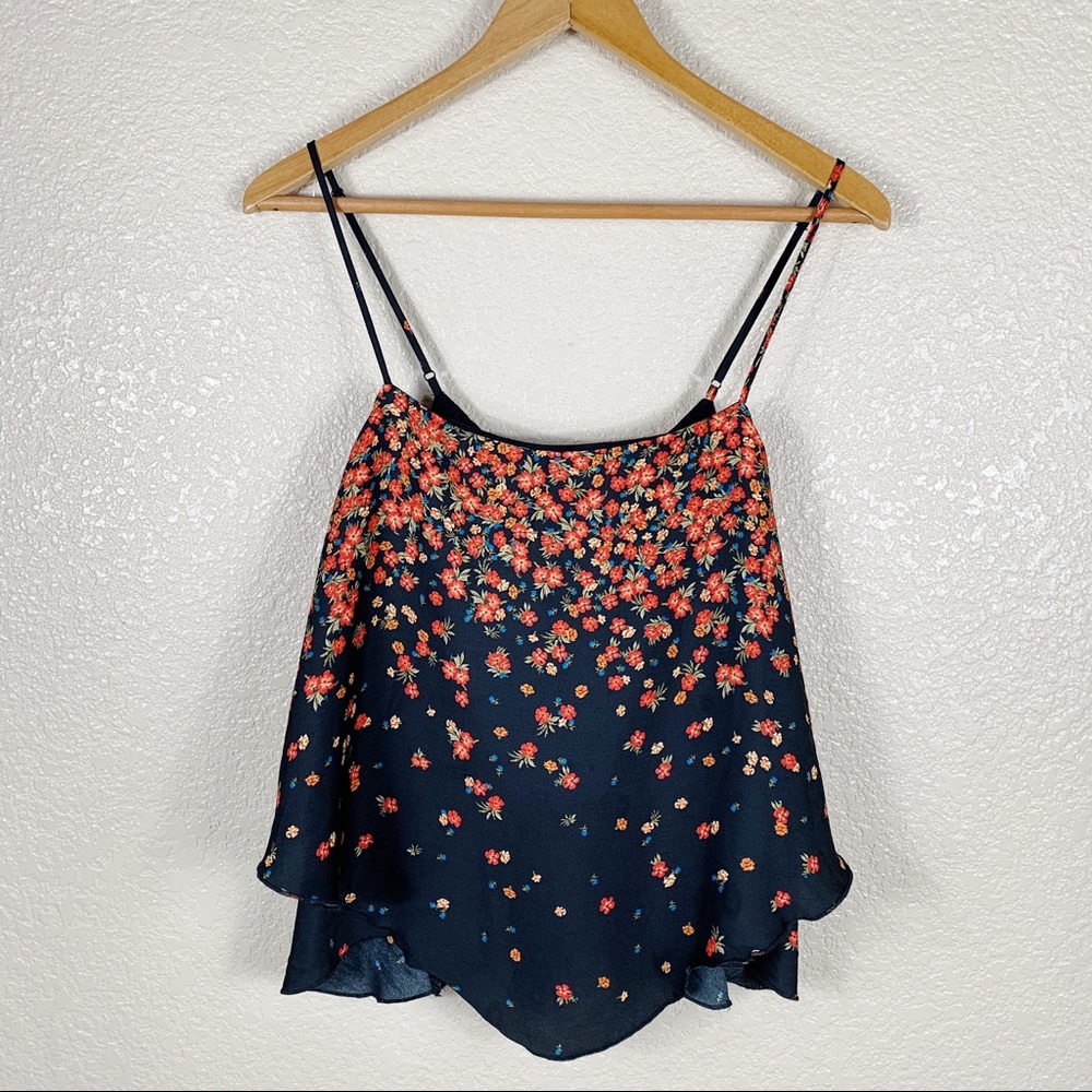 Free People NWOT black floral camisole size small